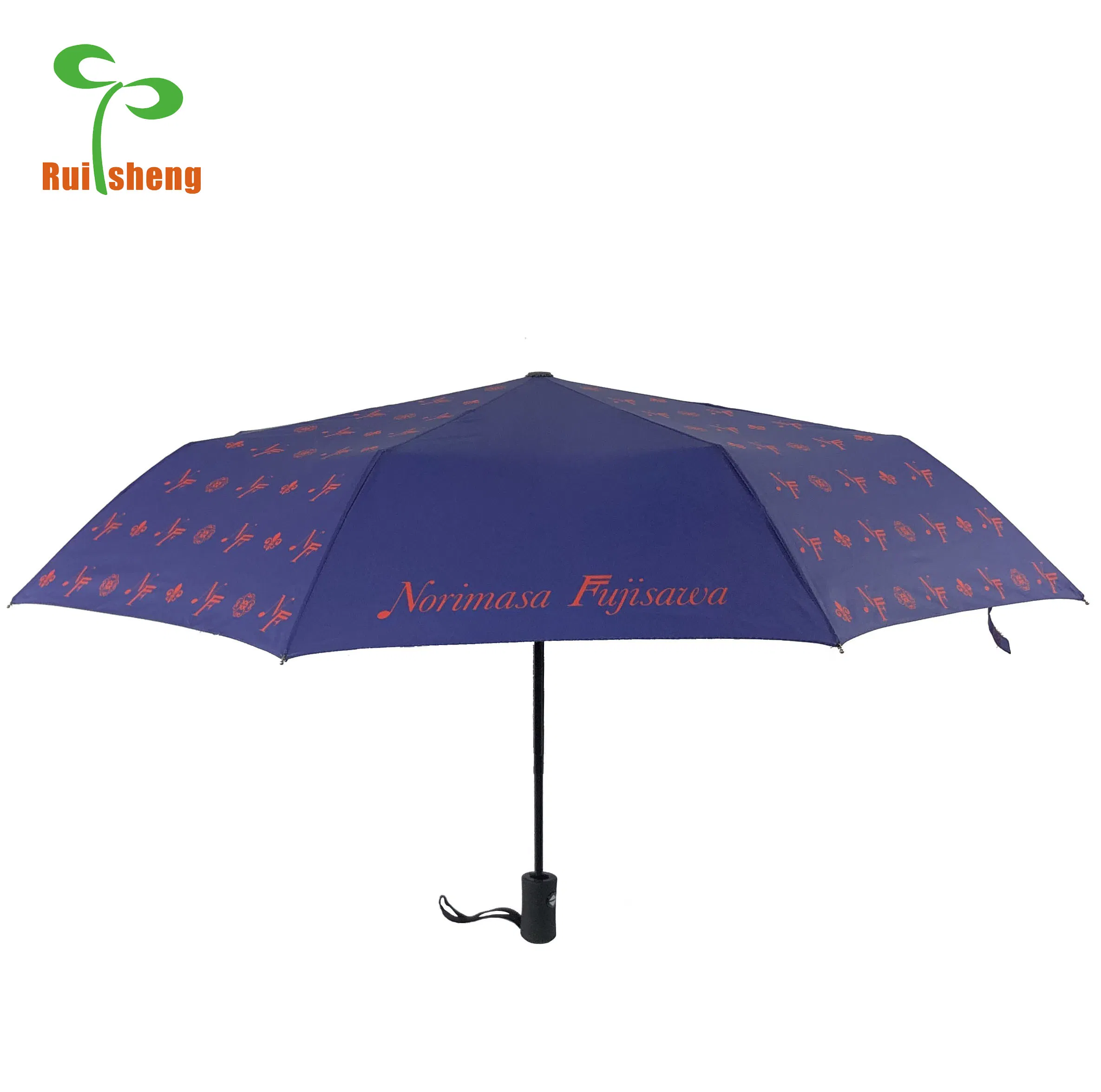 Compact 3-Fold Auto Open Close Custom Print Umbrella for All Weather