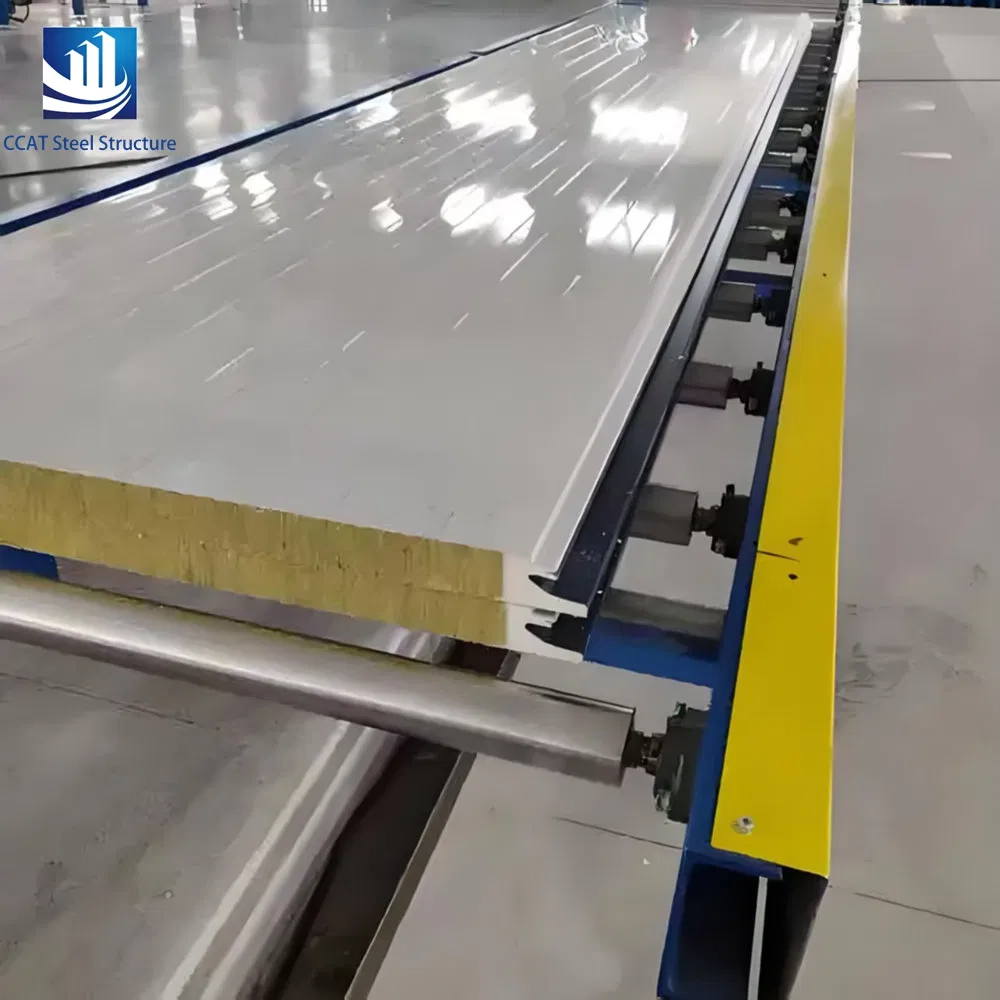 Steel-Structure-Building Roof &amp; Wall Panel Polyurethane/PU/PIR Seamless-Rockwool Sandwich Insulation Board Panel-Construction