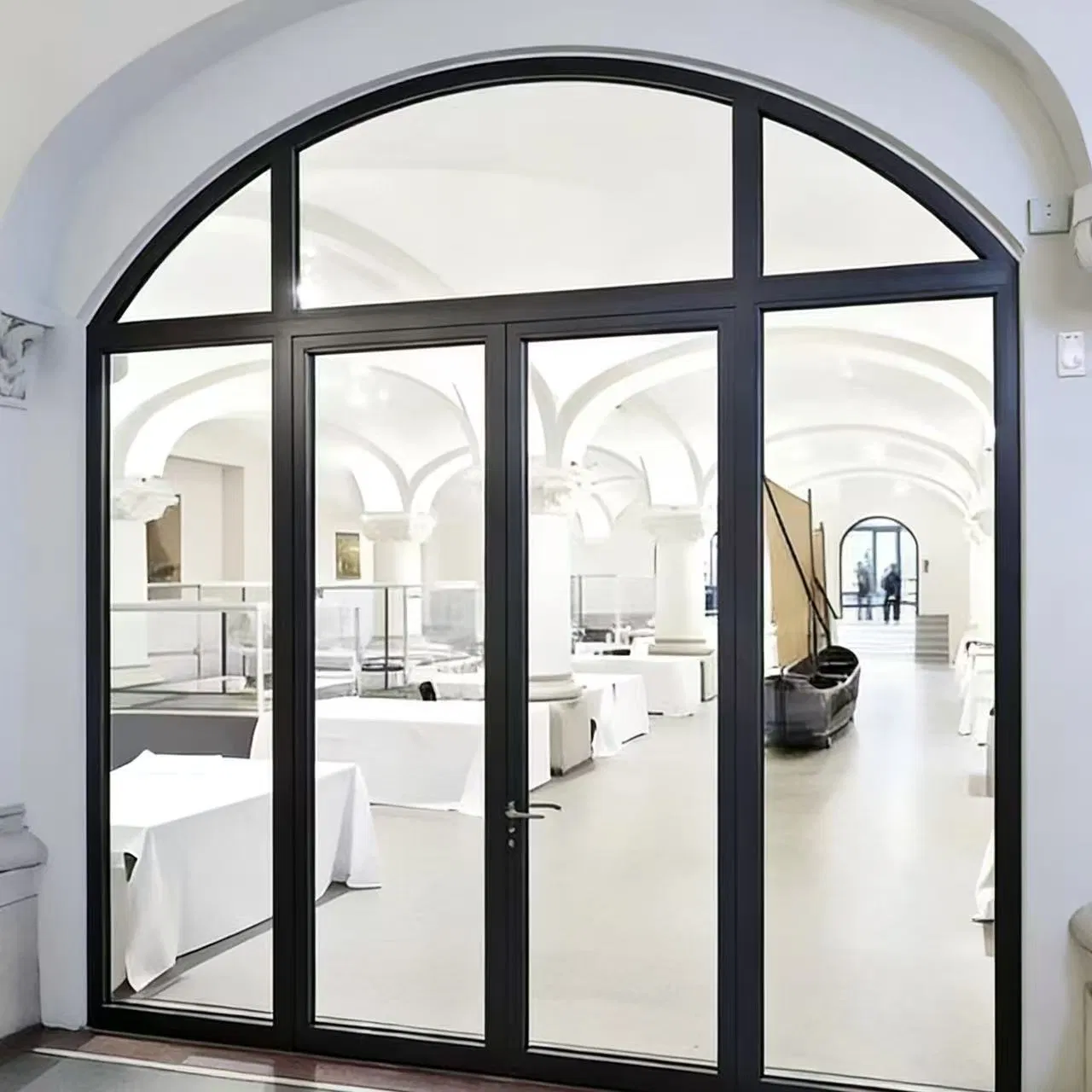 Soundproof Double Glazed Insulated Impact Energy Efficiency Aluminum Alloy Oppositon Casement Door