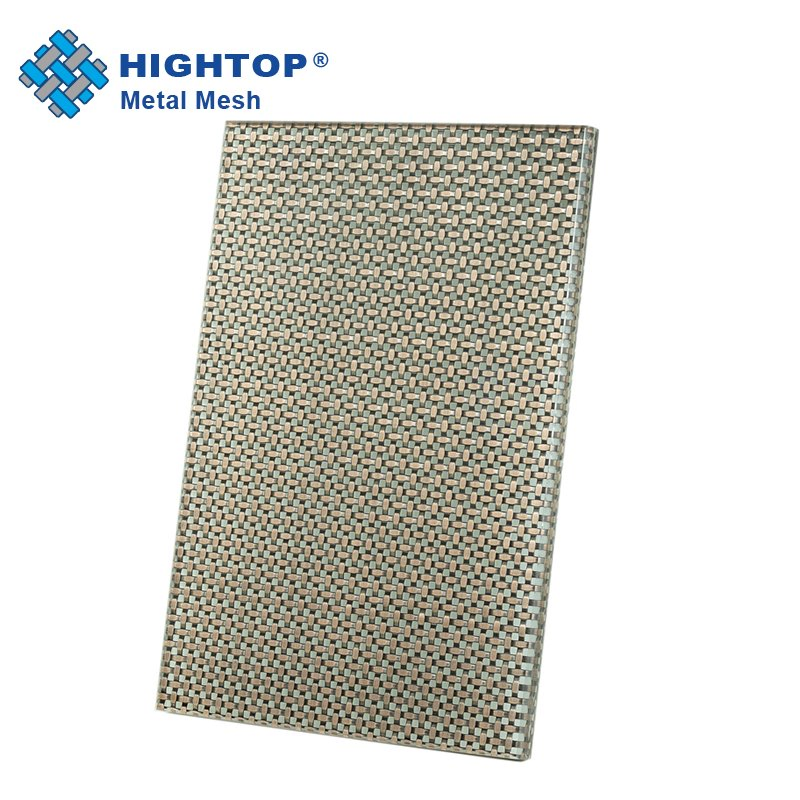 Architectural Decorative Laminated Glass Metallic Fabric for Overhead Glazing