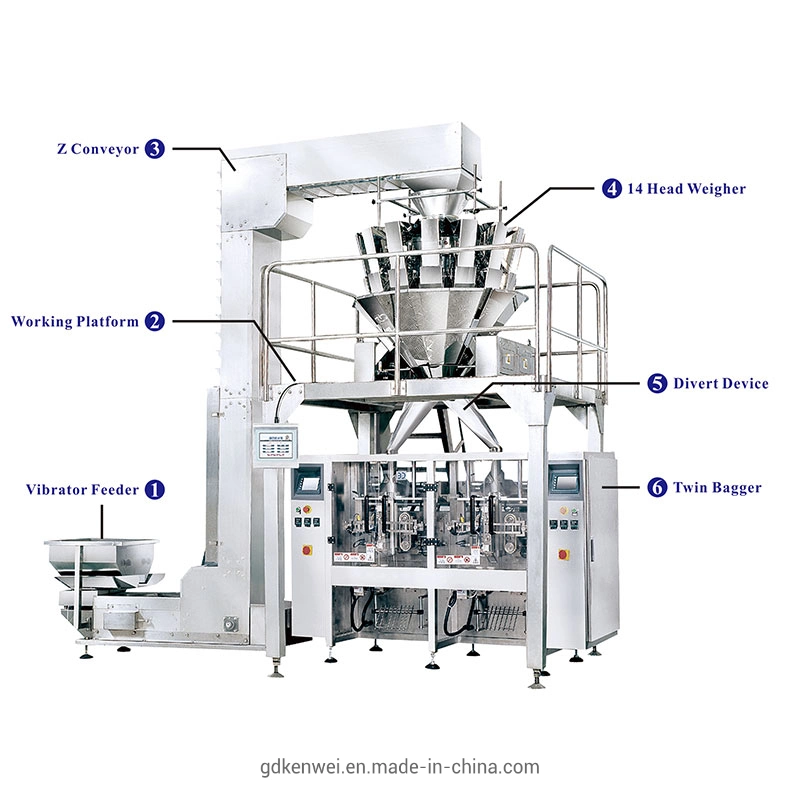 Automatic Multi Heads Combination Weigher Multi-Function Packaging Machine with Twin Bagger Manufacturer Cost for Weighing and Packaging Potato Chips