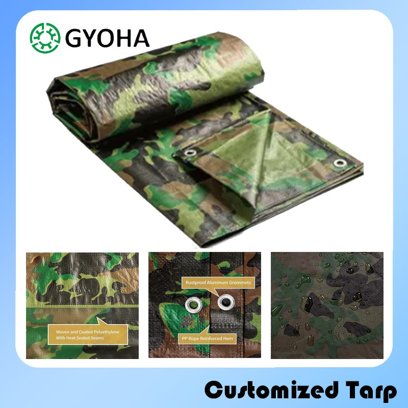 8*10mesh, Waterproof/Anti-UV Tarpaulin 85-105GSM Premium Quality Material PE Sheet Weather-Resistant Tear and Water Proof Multi-Purpose Tarp with Reinforced