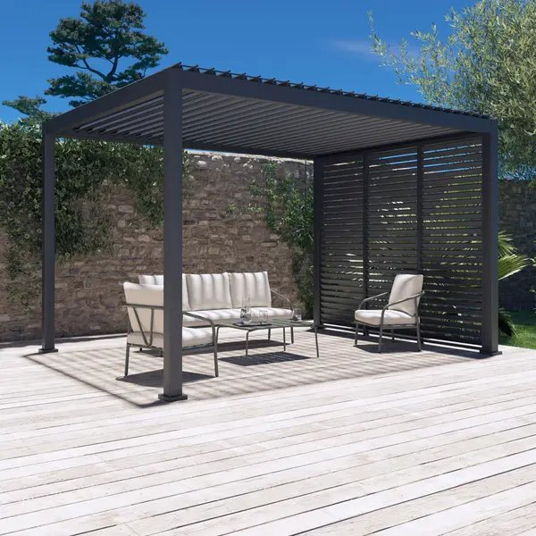 Outdoor Modern Aluminum Waterproof Louvered Roof Pergola for Villa Garden Backyard