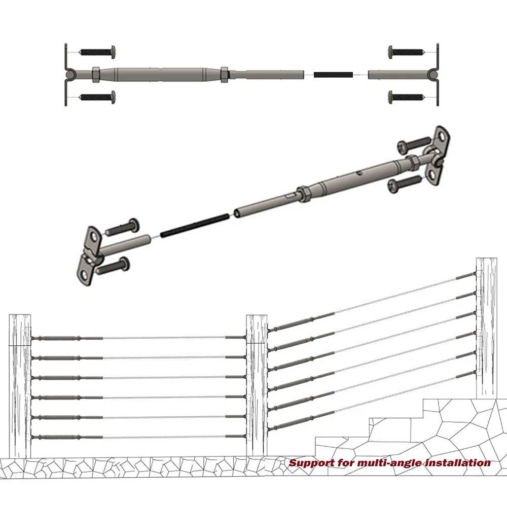 Stainless Steel Wire Rope Cable, Toggle Turnbuckle &amp; End for Cable Railing Systems