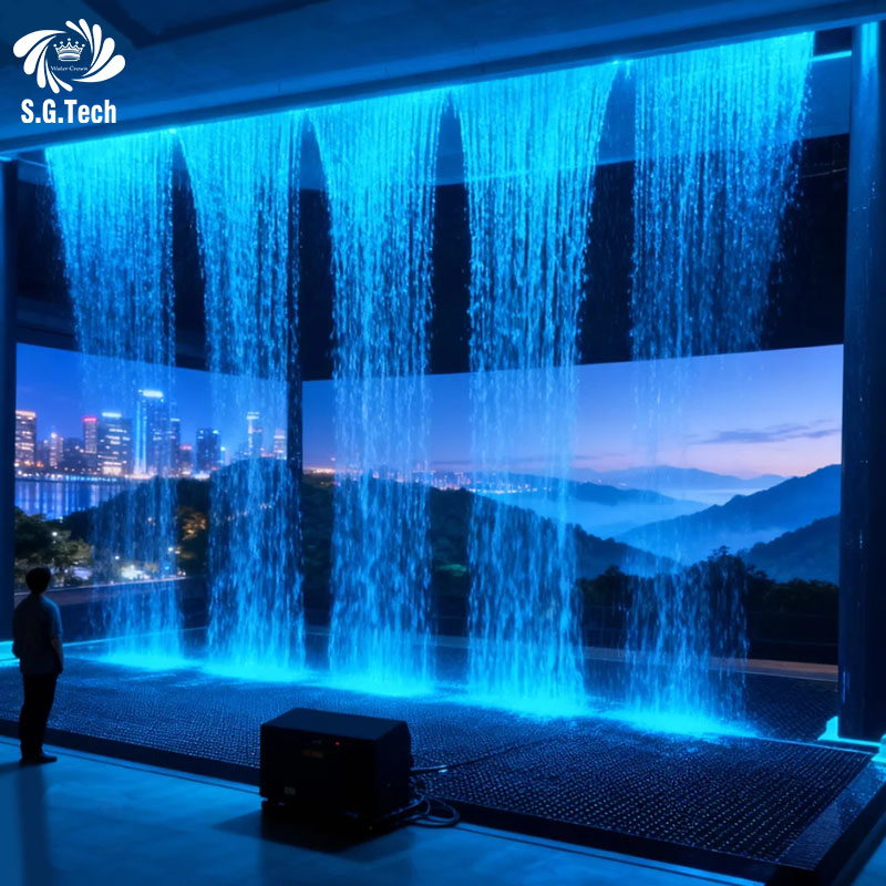 Factory Direct Sales Custom High-Quality LED Graphic Digital Water Curtain Design