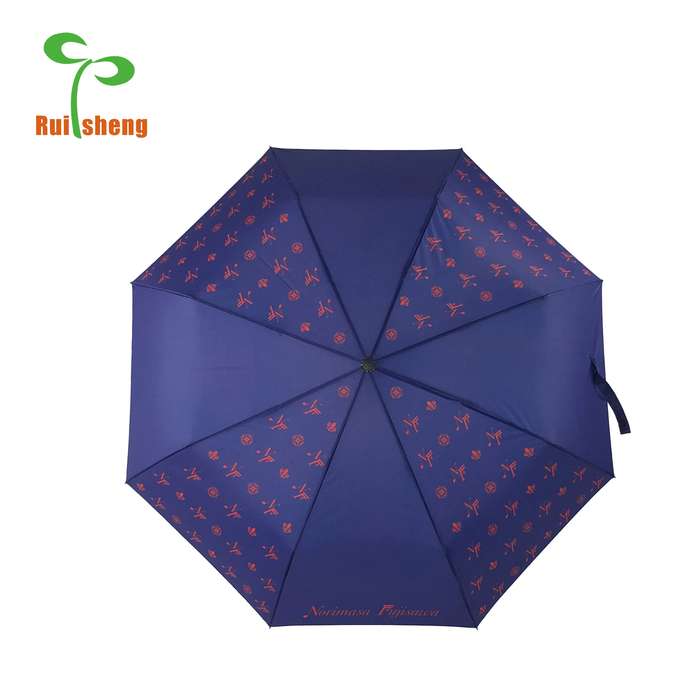 Compact 3-Fold Auto Open Close Custom Print Umbrella for All Weather