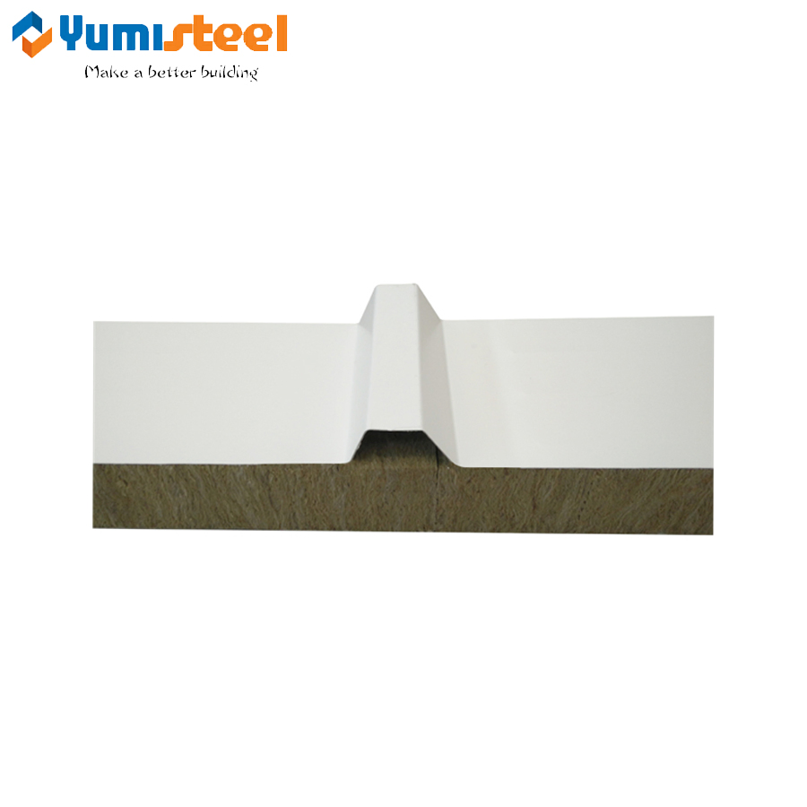 Thermal Insulation Fireproof Rockwool Sandwich Panel for White Roof Decoration