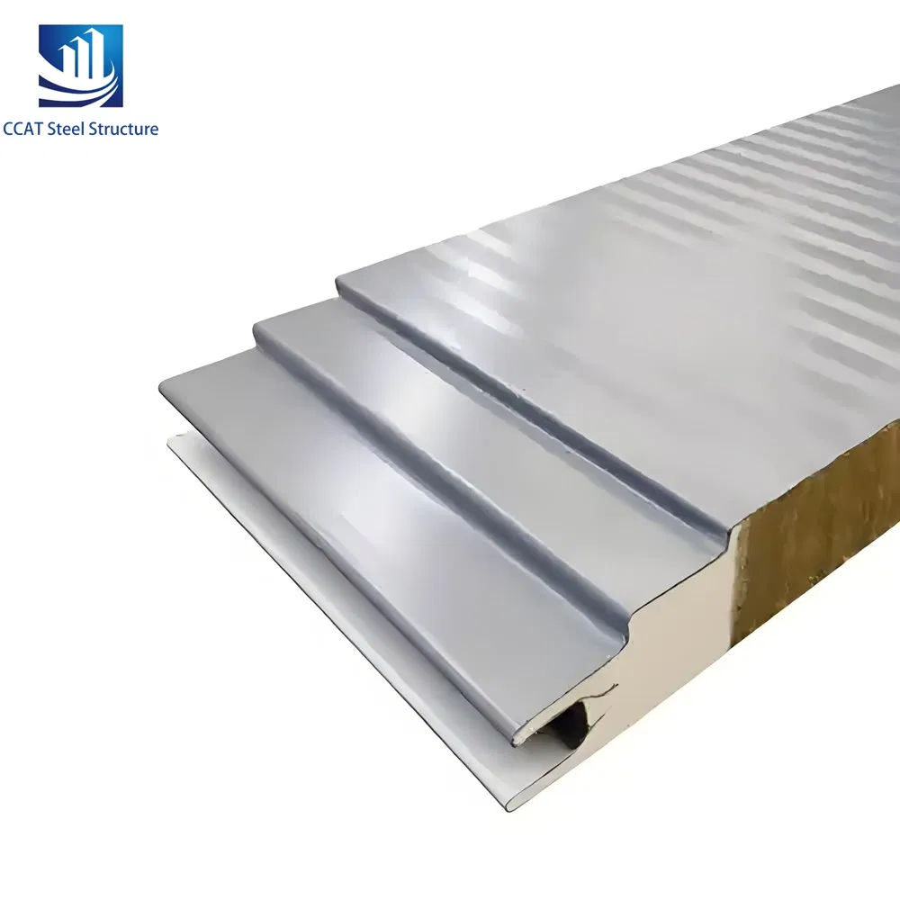 Steel-Structure-Building Roof &amp; Wall Panel Polyurethane/PU/PIR Seamless-Rockwool Sandwich Insulation Board Panel-Construction