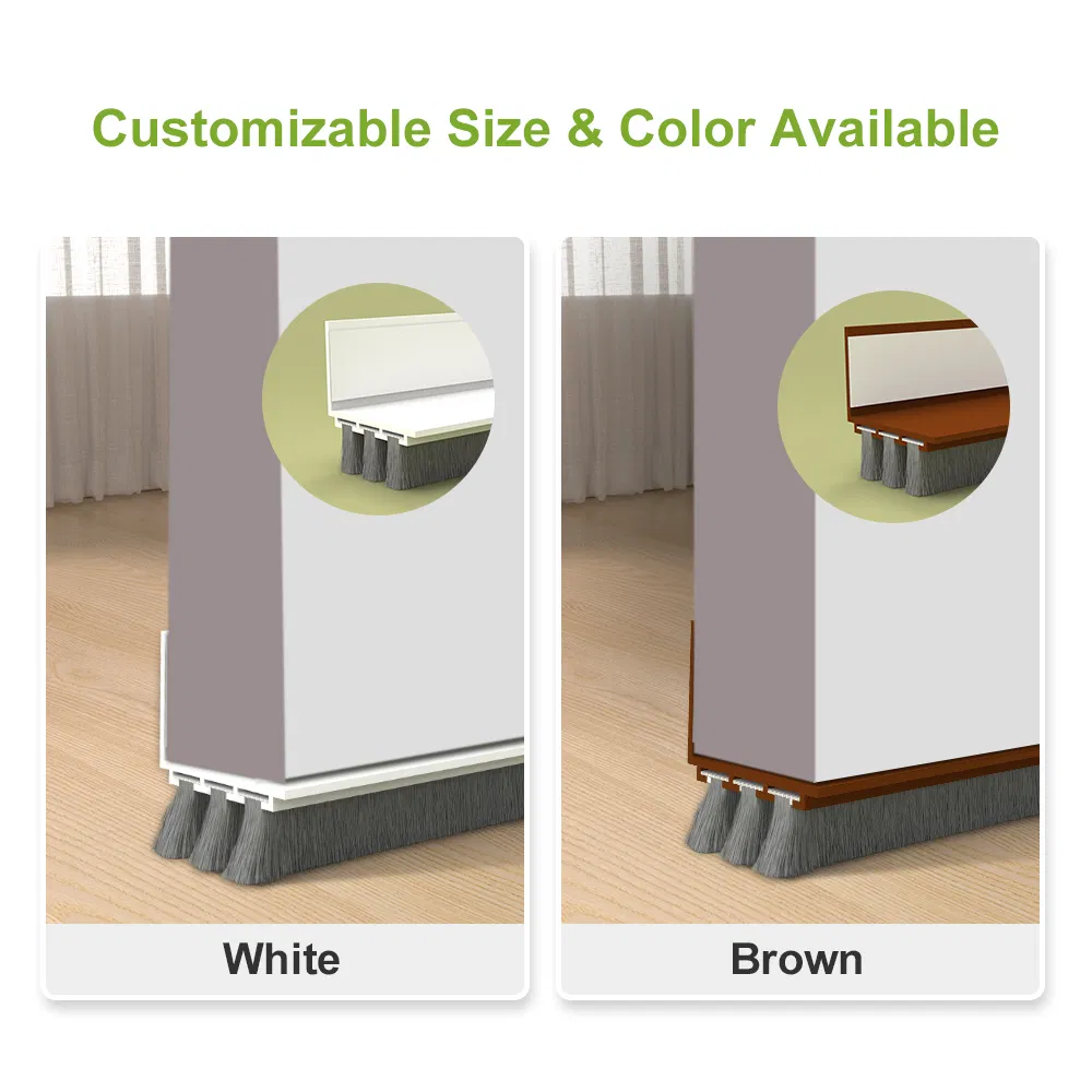 Self-Adhesive Door Bottom Weather Seal Strip with Triple Layer Brush Design