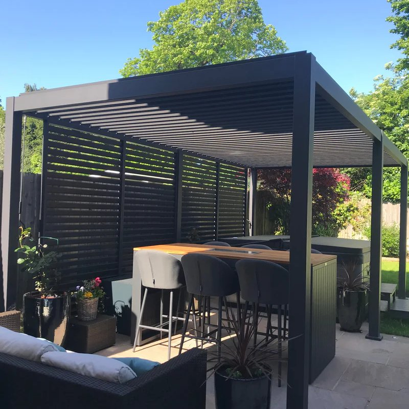 Outdoor Modern Aluminum Waterproof Louvered Roof Pergola for Villa Garden Backyard