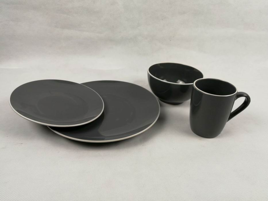 Hot-Selling Eco-Friendly Healthy Free Minimalist Gray Printed Colo16/18PCS Dinner Set with Colour Glaze Stoneware Ceramics Porcelainware Kitchenware Tableware