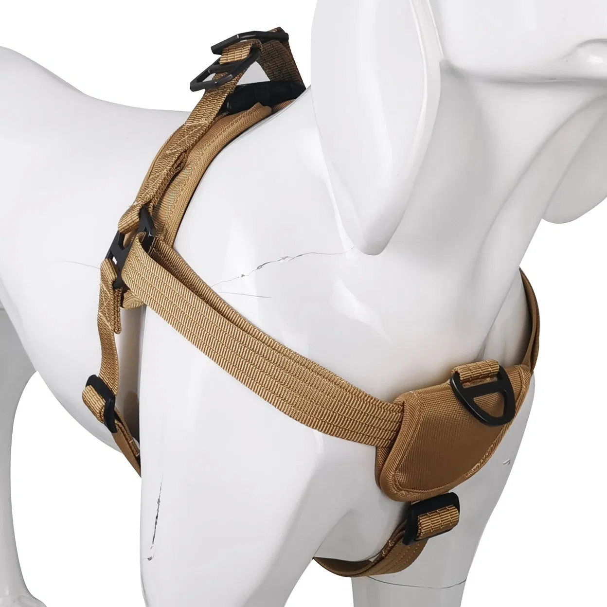 Outdoor Training Adjustable Brown No Pull Nylon Safety Dog Harness for Large Medium Dog Labrador Husky Shiba Inu