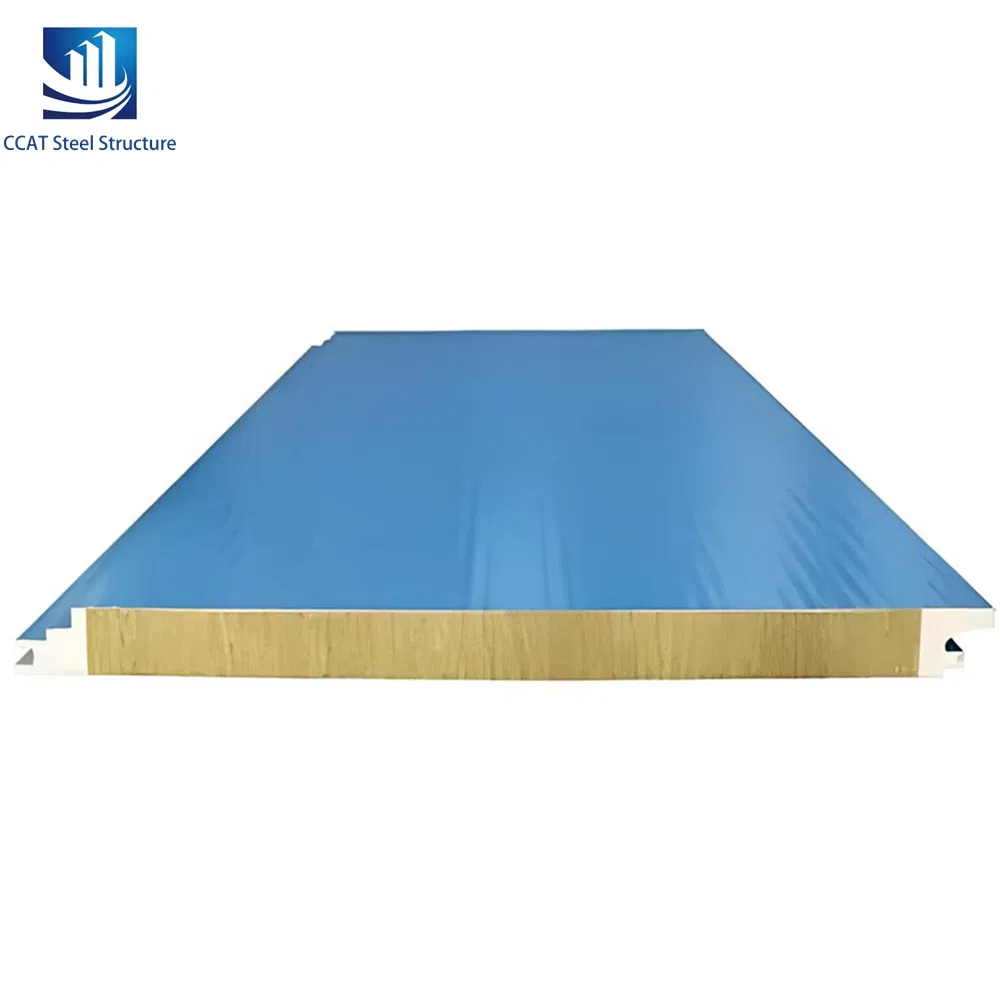 Steel-Structure-Building Roof &amp; Wall Panel Polyurethane/PU/PIR Seamless-Rockwool Sandwich Insulation Board Panel-Construction