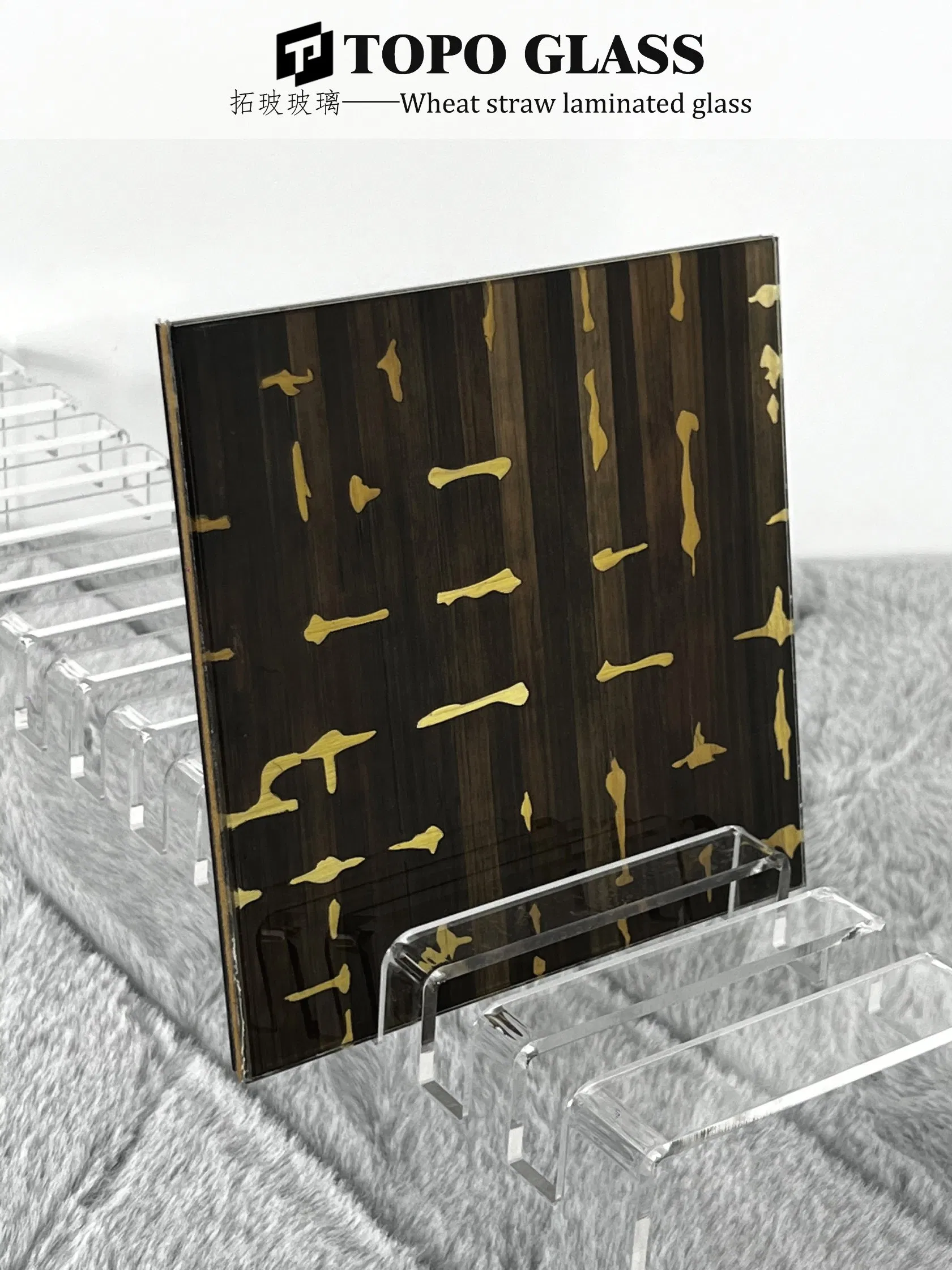 Natural Wheat Straw Laminated Glass Decorative Panel China Glass Factory