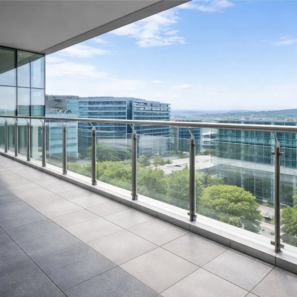 Frameless Tempered Glass Railing System for Balcony Staircase Commercial Residential Architecture Projects