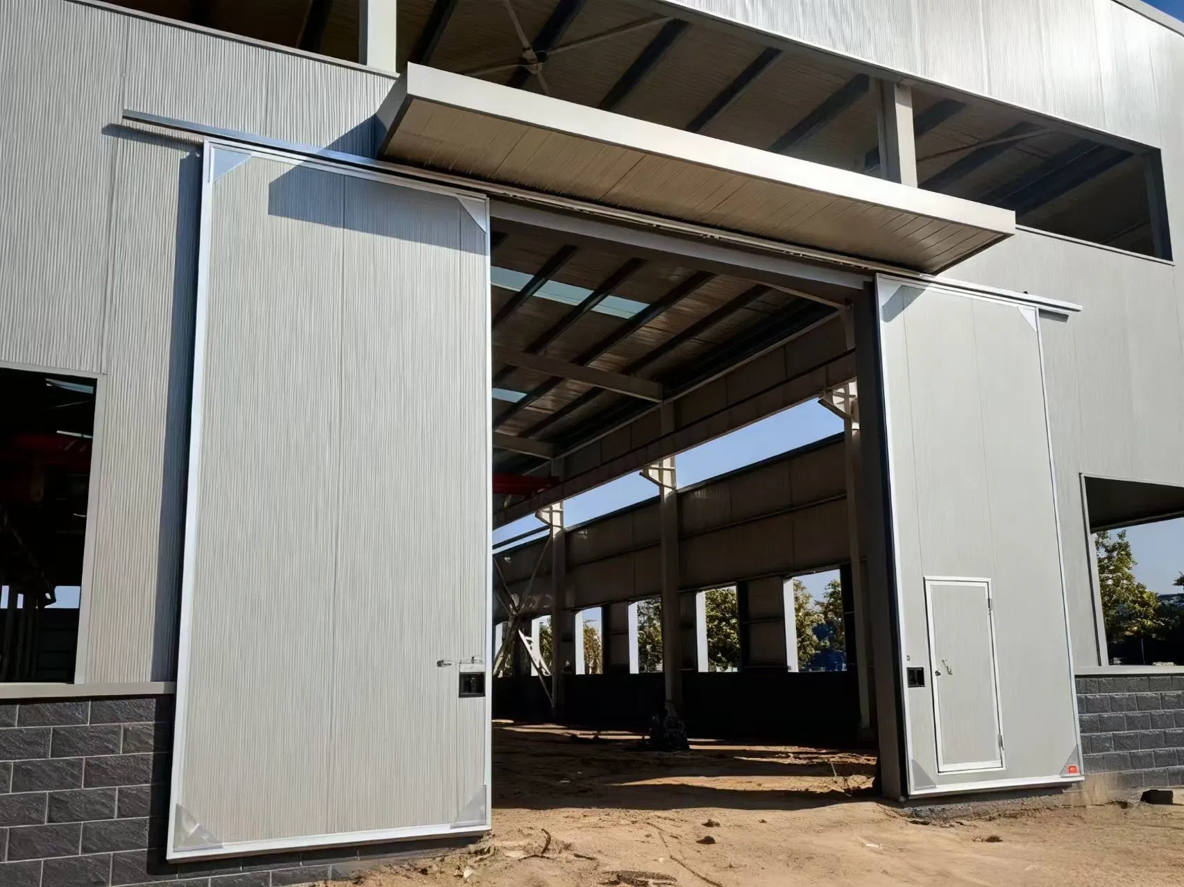 Industrial Electric Sliding Door Color Steel Sandwich Panel Insulated Workshop Warehouse Doors