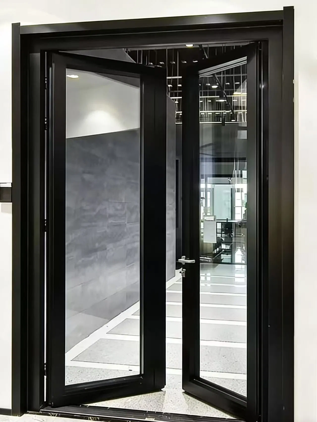Soundproof Double Glazed Insulated Impact Energy Efficiency Aluminum Alloy Oppositon Casement Door