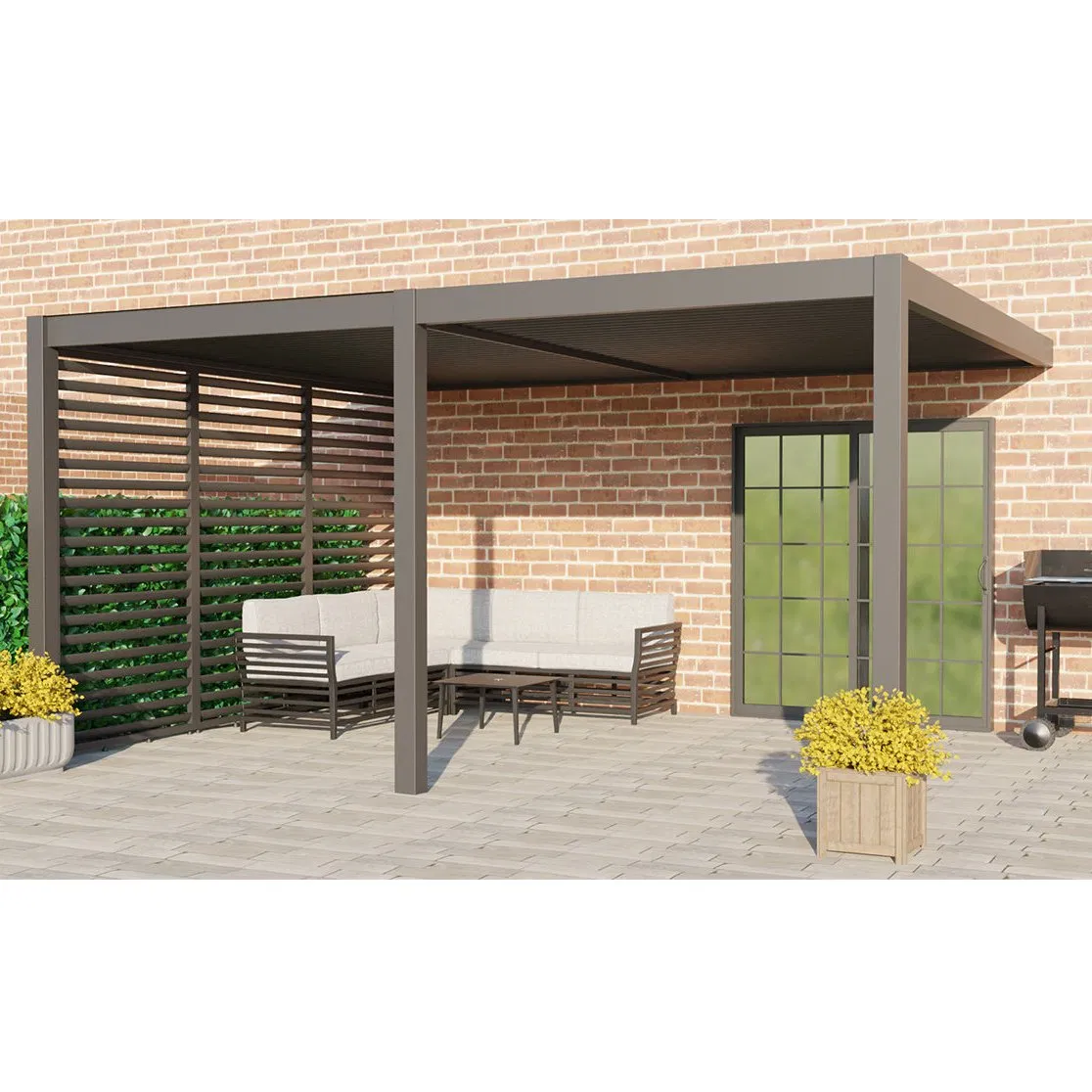 Outdoor Modern Aluminum Waterproof Louvered Roof Pergola for Villa Garden Backyard
