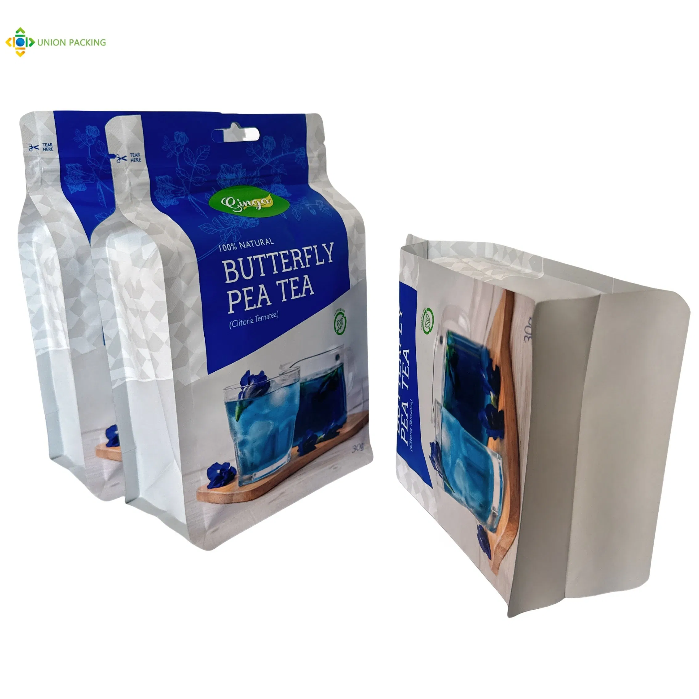 Custom Printed Eco-Friendly 8 Side Seal Pouch for Sustainable Brand Snack Packaging