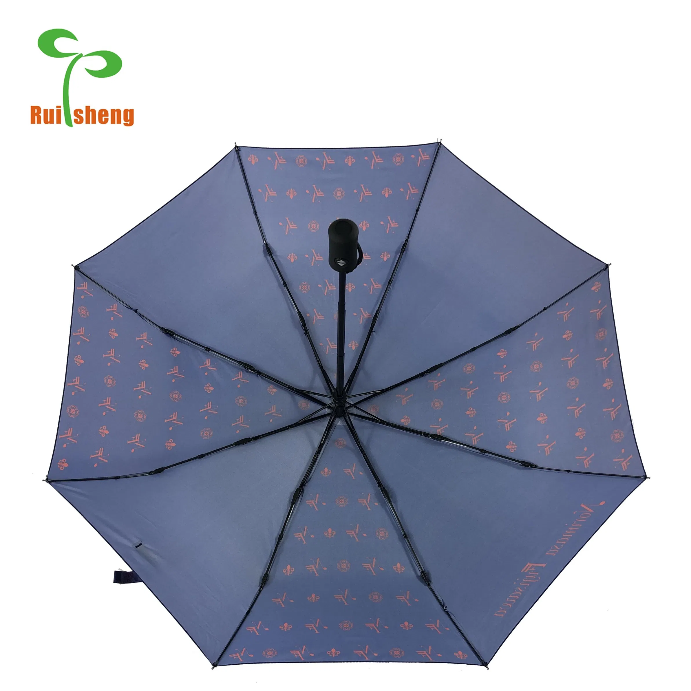 Compact 3-Fold Auto Open Close Custom Print Umbrella for All Weather