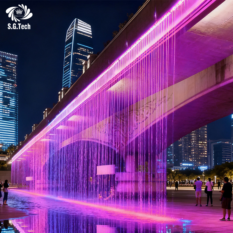 Water Crown Illuminated Rain Waterfall Design