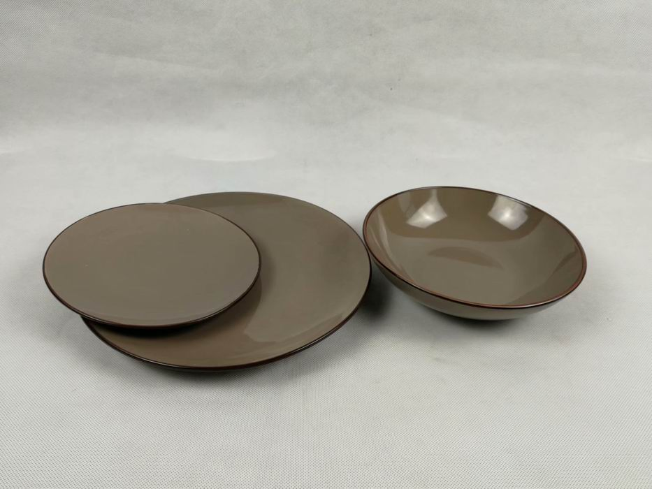 Hot-Selling Eco-Friendly Healthy Free Minimalist Gray Printed Colo16/18PCS Dinner Set with Colour Glaze Stoneware Ceramics Porcelainware Kitchenware Tableware