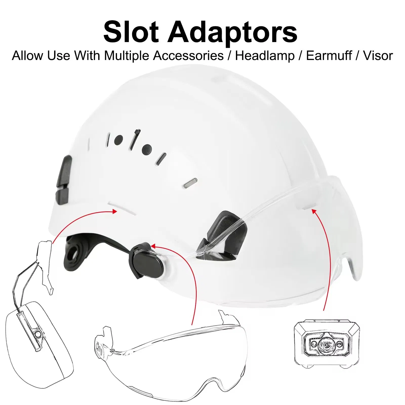 CE En397 ANSI Type 1 Class C High Quality Breathable Security Rescue Climbing ABS Customization Colors Size Logo Printing Adjustable Hard Hat Safety Helmet