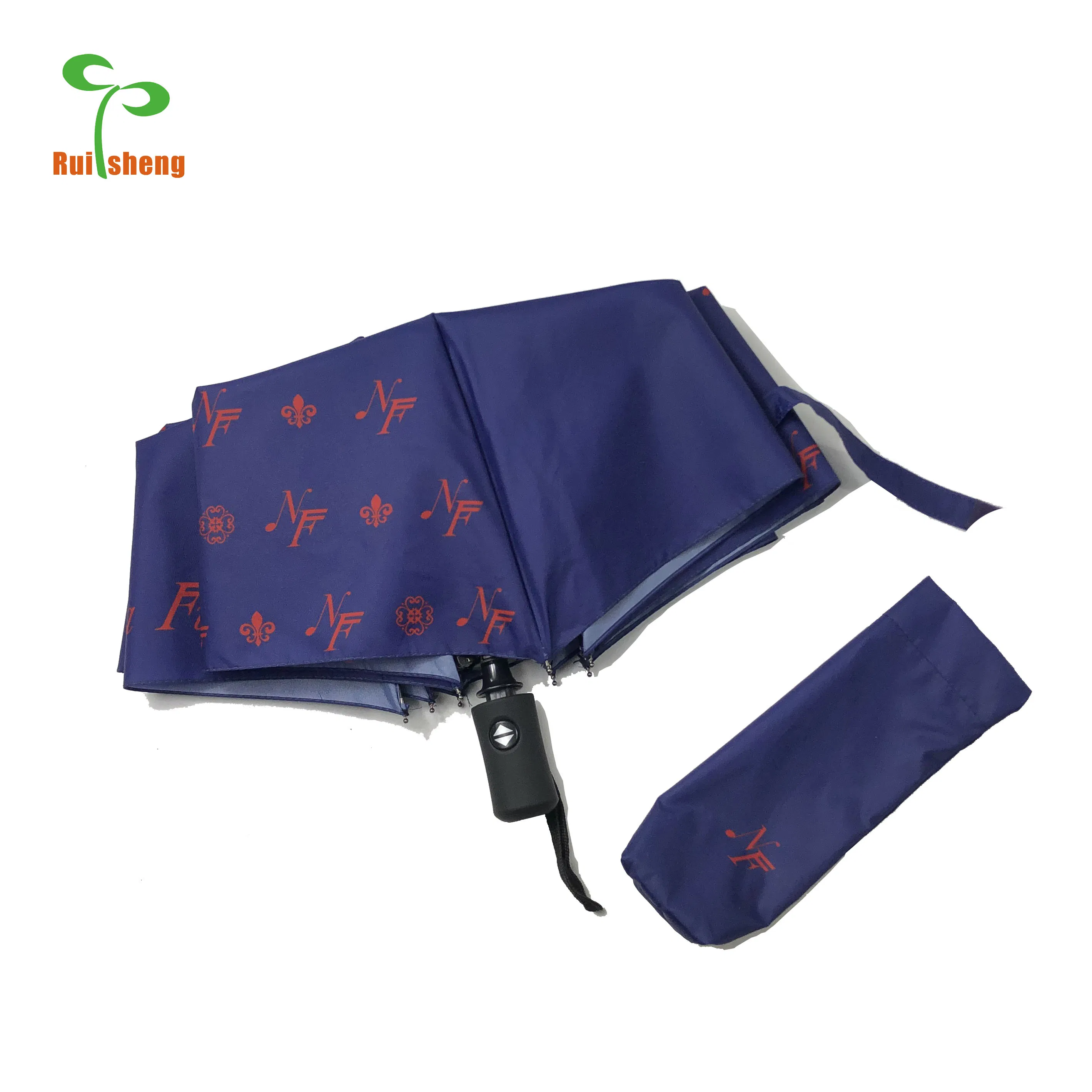 Compact 3-Fold Auto Open Close Custom Print Umbrella for All Weather