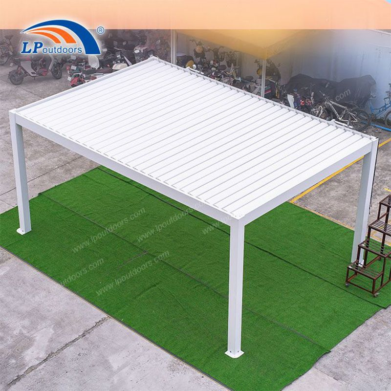 Luxurious Motorized Outdoor Pavilion with Adjustable Louvered Roof
