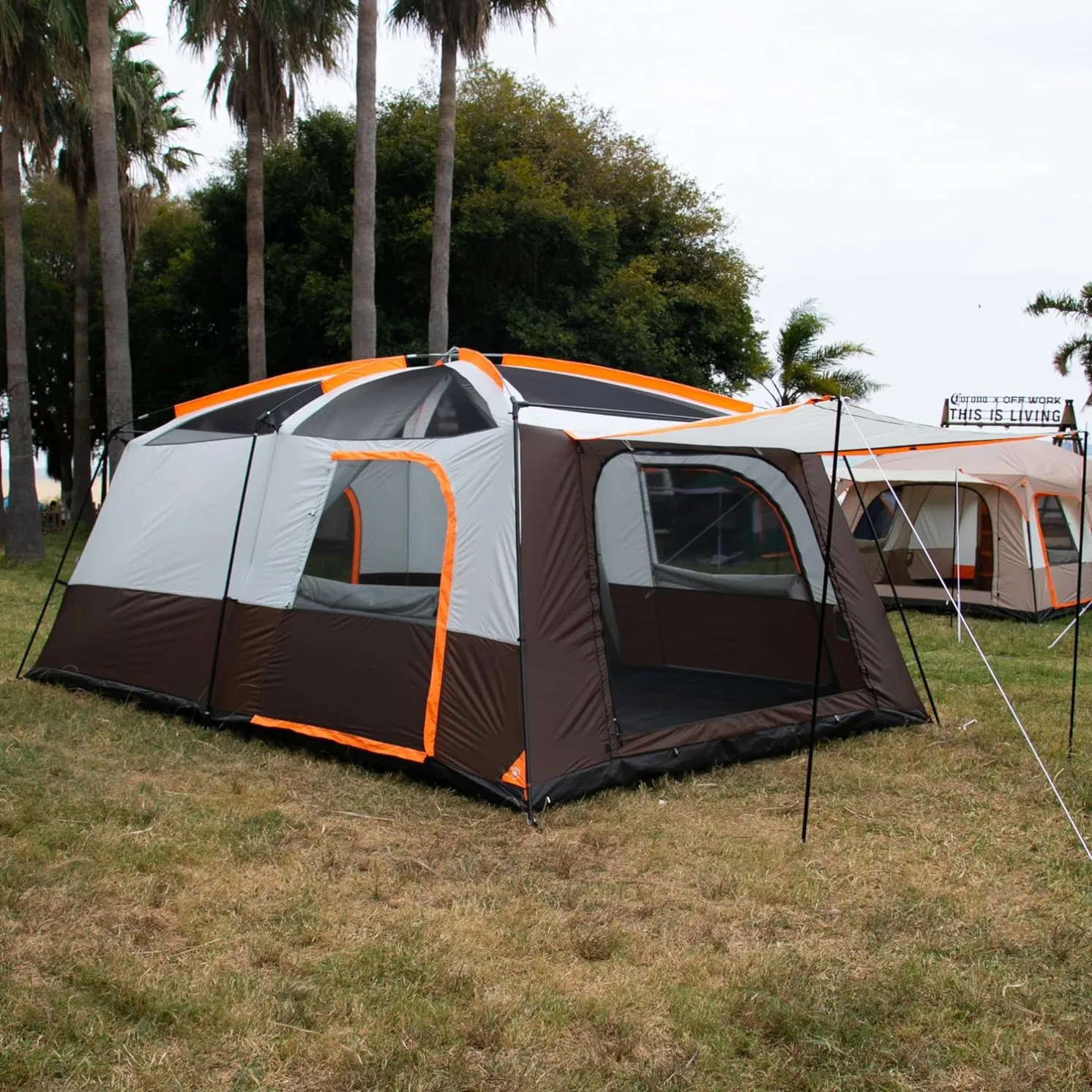 8-12 Person Group Camping Tent Double Layer Two-Room One-Hall Waterproof Windproof Outdoor