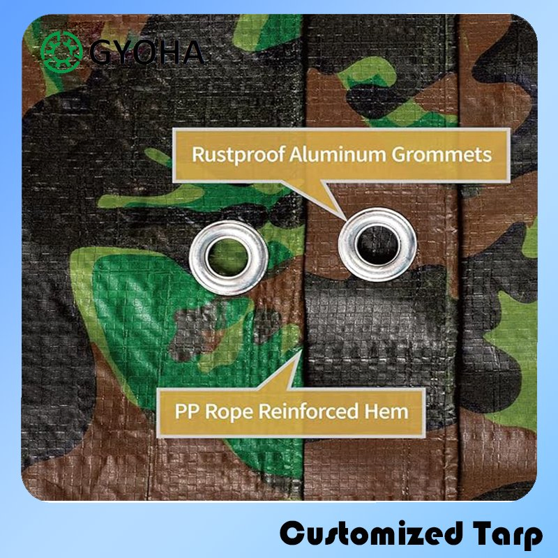 8*10mesh, Waterproof/Anti-UV Tarpaulin 85-105GSM Premium Quality Material PE Sheet Weather-Resistant Tear and Water Proof Multi-Purpose Tarp with Reinforced