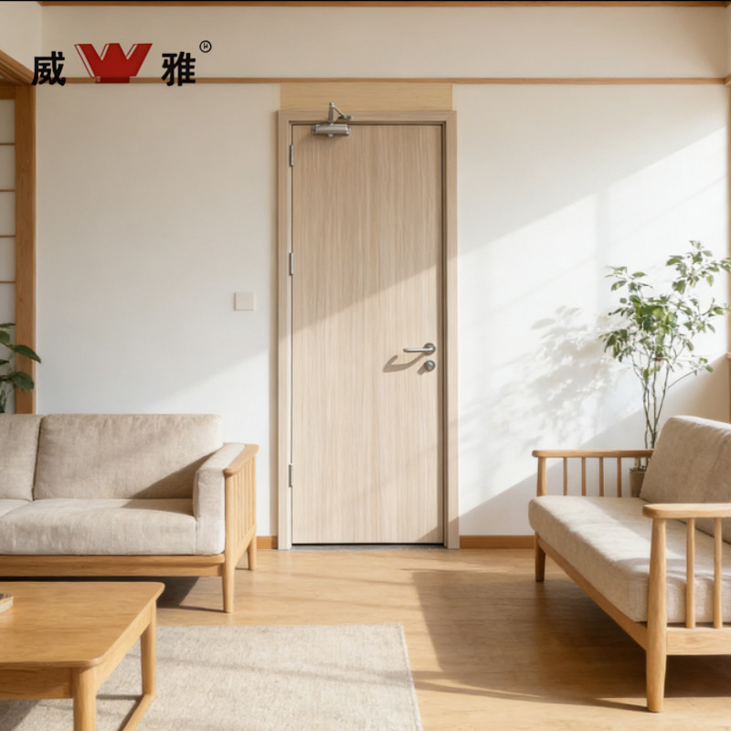 Modern Insulated Wooden Interior Fire Resistant Office Passage Safety Door with Energy Efficiency