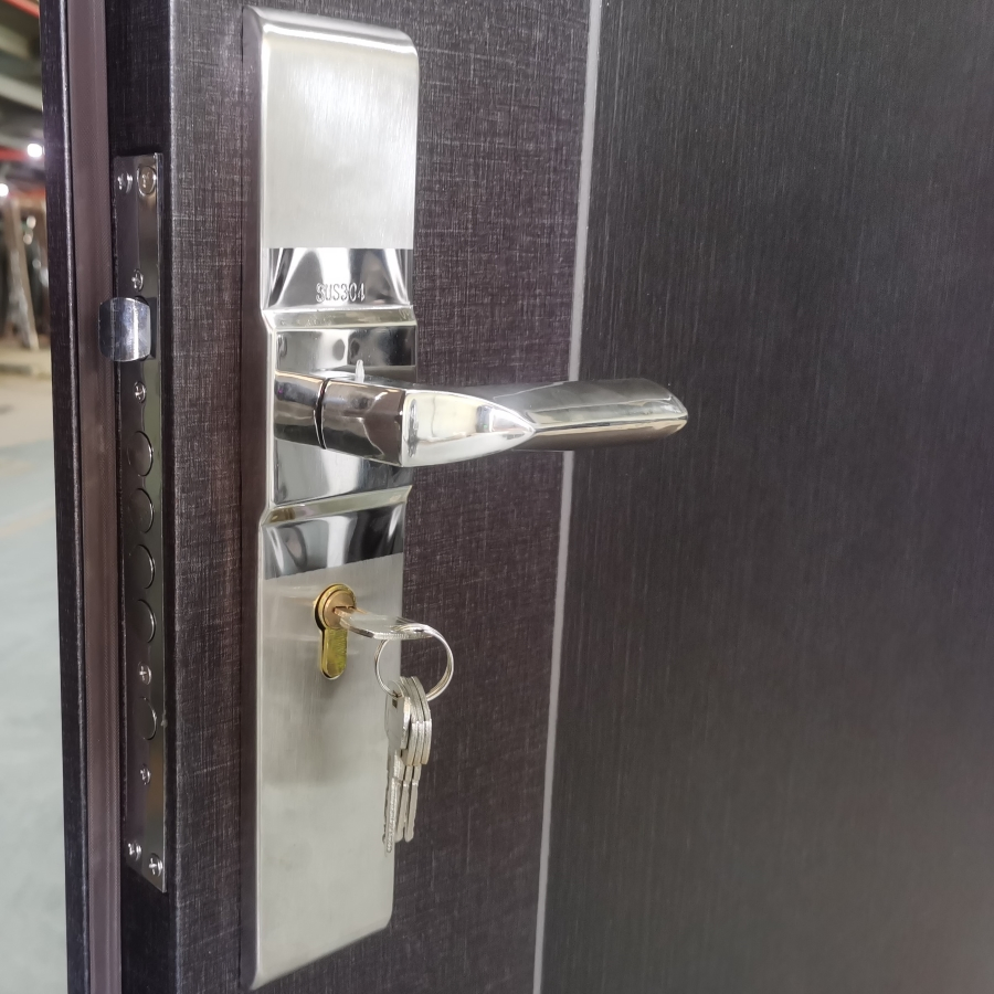 Big Frame Puerta De Acero Customized Fancy Modern Metal Security Steel Door