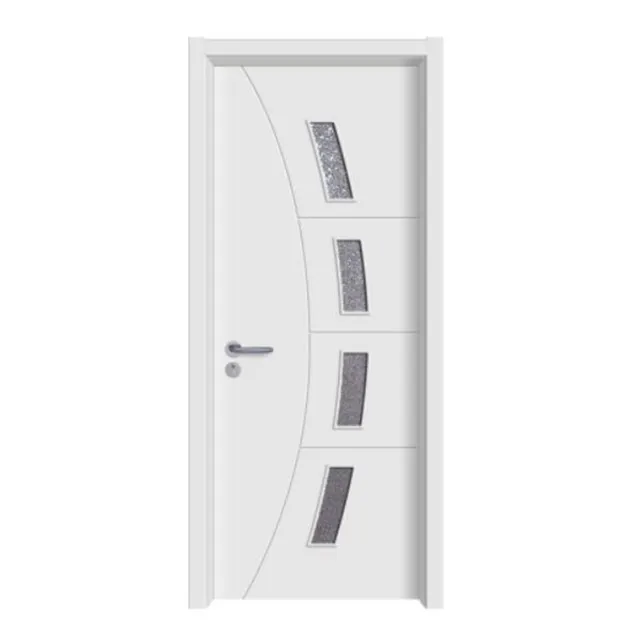 Teak Wood Door Design PVC Coating Surface Finished Interior Wood Doors