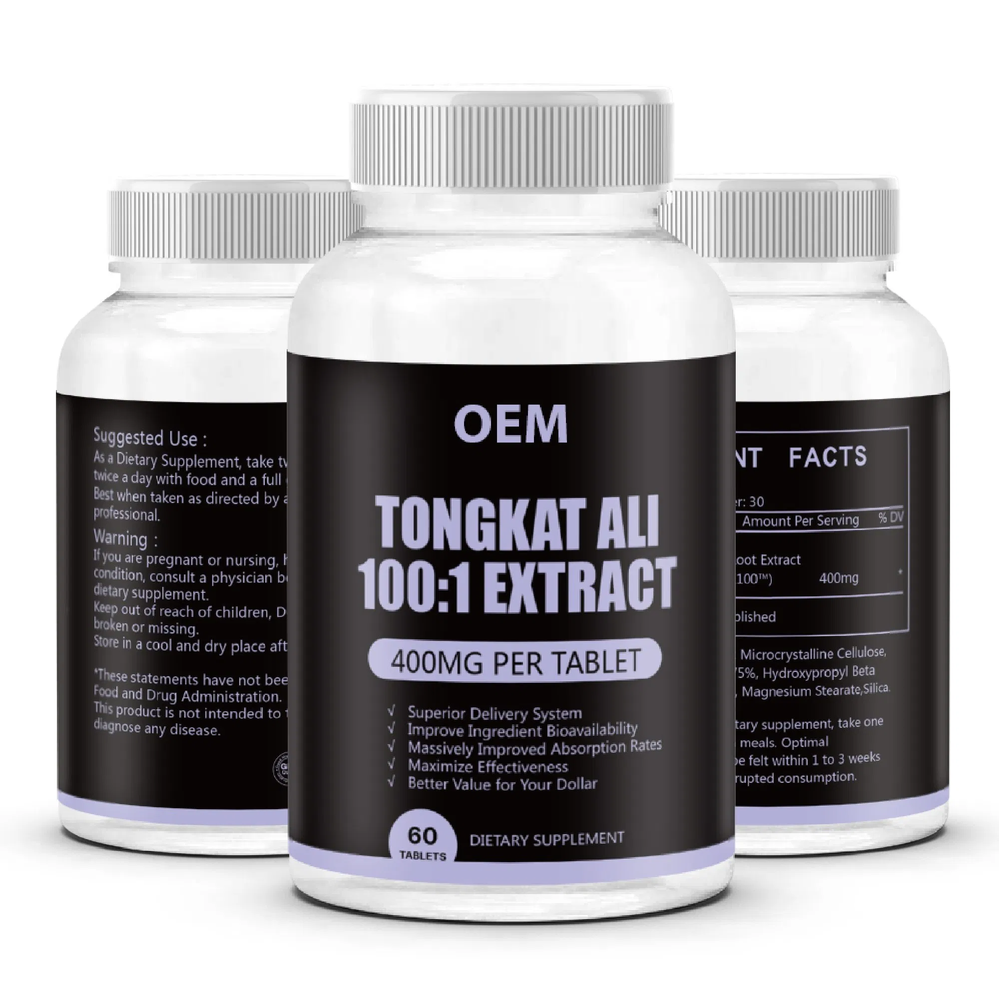 Private Label OEM Tongkat Ali Tablets Customized Natural Herbal Supplements Factory Supplier