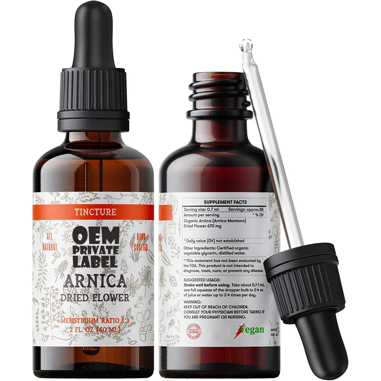 OEM Arnica Tincture Liquid Drops Organic Arnica Extract Herbal Muscle Relaxation Supplement Joint Pain
