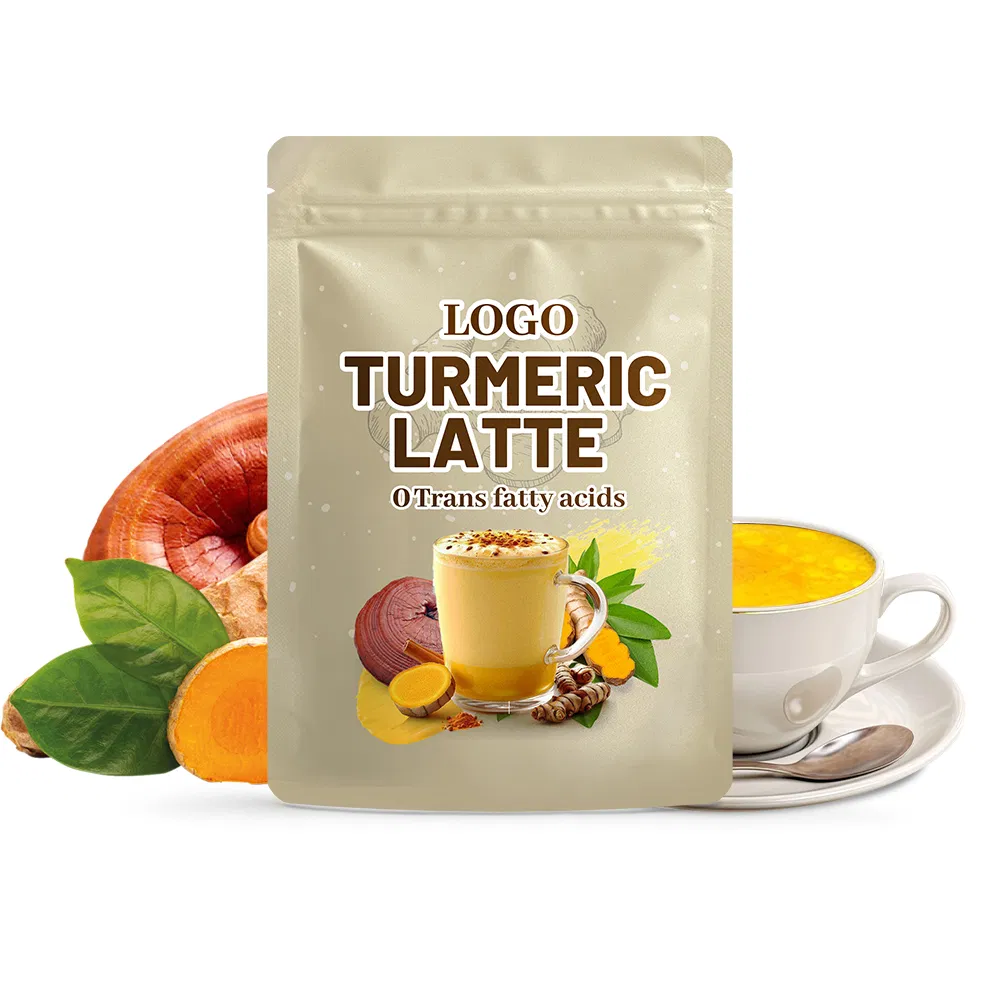 Nutrient-Rich Aromatic Healthy Golden Turmeric Milk Latte Mix with Mushroom