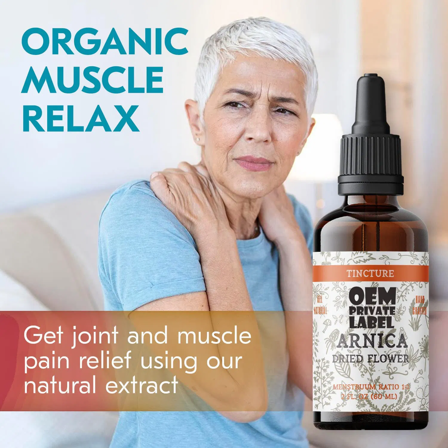 OEM Arnica Tincture Liquid Drops Organic Arnica Extract Herbal Muscle Relaxation Supplement Joint Pain