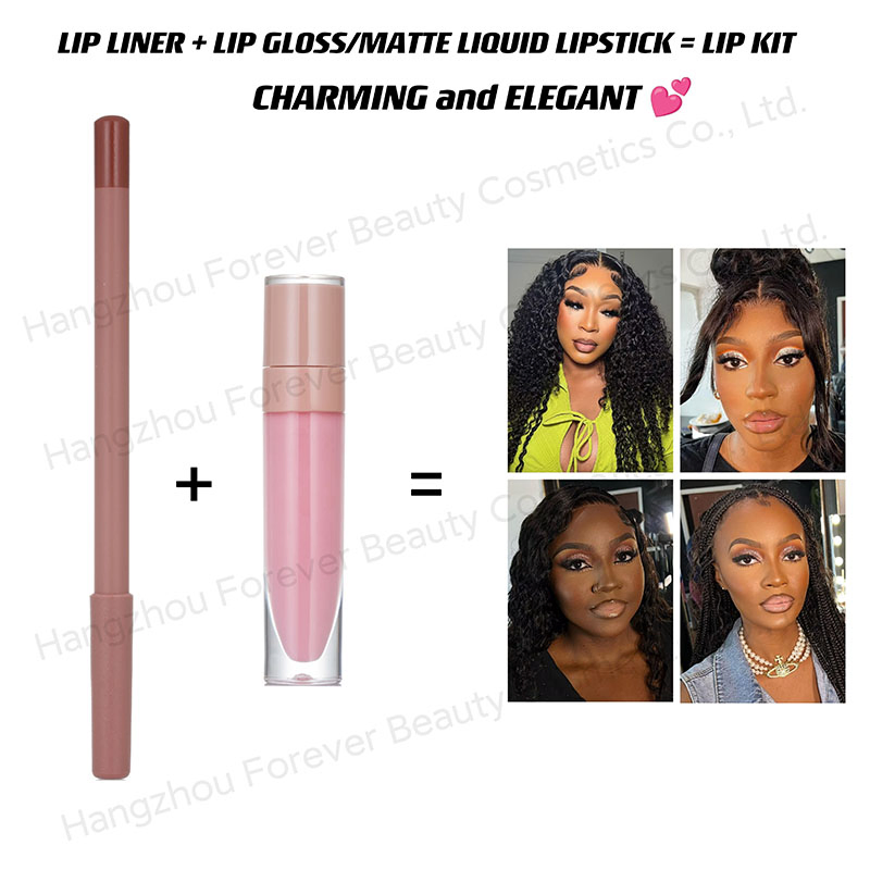 Quick Drying Long Lasting Multi - Shades Lip Liner&Lip Gloss Variety Pack Lip Kit