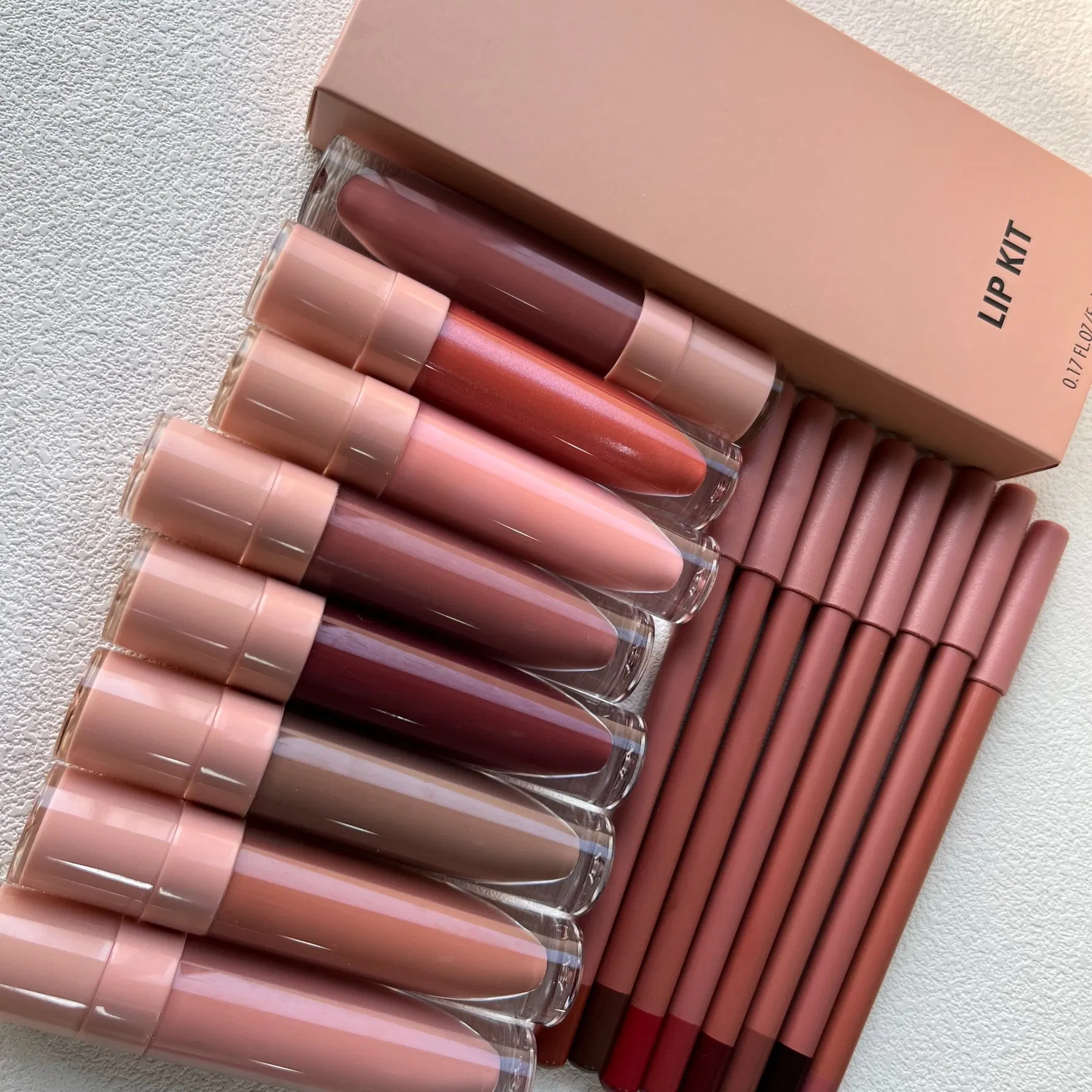 Luxury Packaging Vegan Long Lasting Bestselling Lip Gloss &amp; Lip Liner Combo Brown Lip Kit