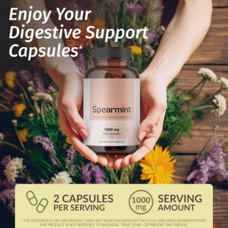 Private Label Spearmint Leaf Capsules OEM Custom Herbal Supplement Manufacturer