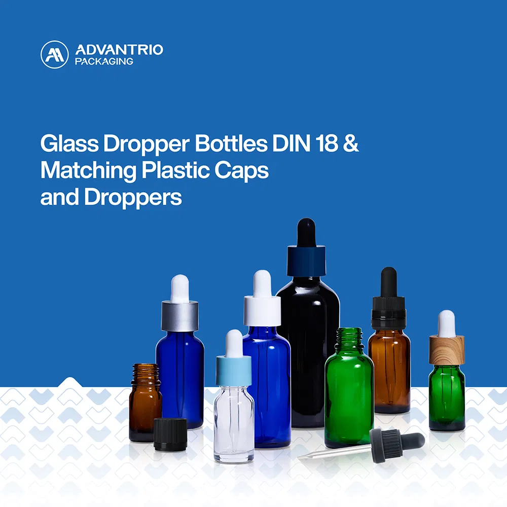 USP Type III Molded Soda-Lime Glass Dropper Bottles and Droppers and Caps for Essential Oils Serums Tinctures