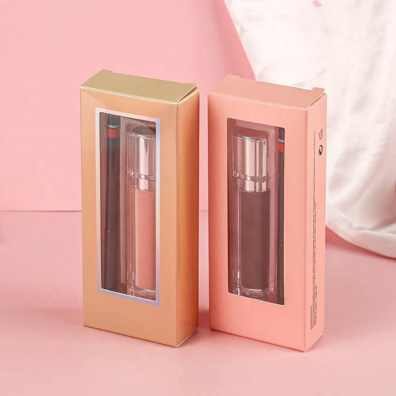 Custom Logo Nude Lip Gloss and Liner Kit for OEM Cosmetics