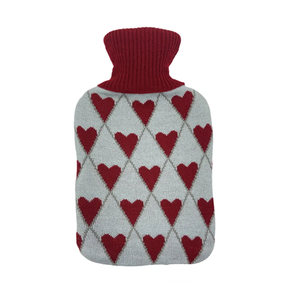 Hand Warmer Hot Compress Water Bag Hot Water Bottles Rubber with Knitted Cover