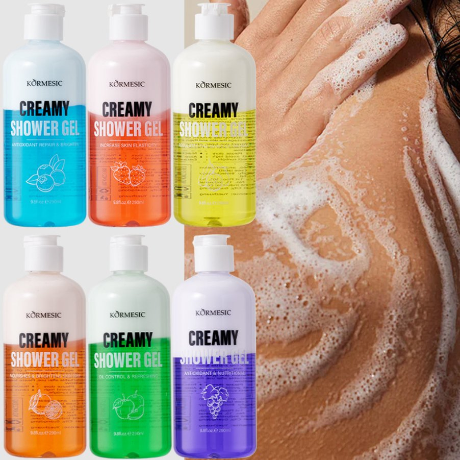 Online Wholesale and Retail 290ml Herbal Shower Gel Natural Strawberry Lemon Blueberry Fragrance Moisturizing Repairing Nourishing Bath Gel Bodywash