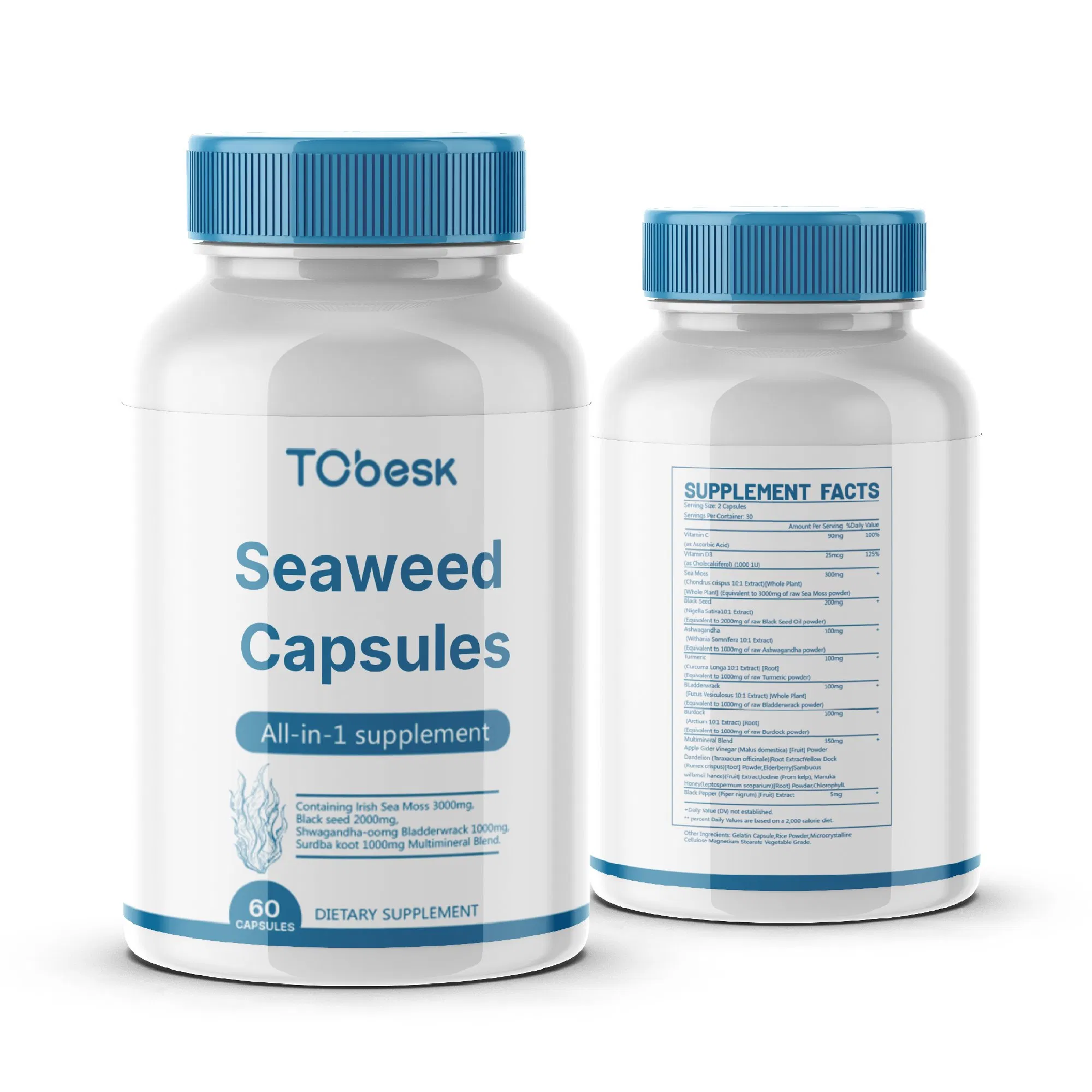 Seaweed Capsules with Sea Moss Black Seed Oil Burdock Root – All-in-One Herbal Supplement for Immunity &amp; Stress Support