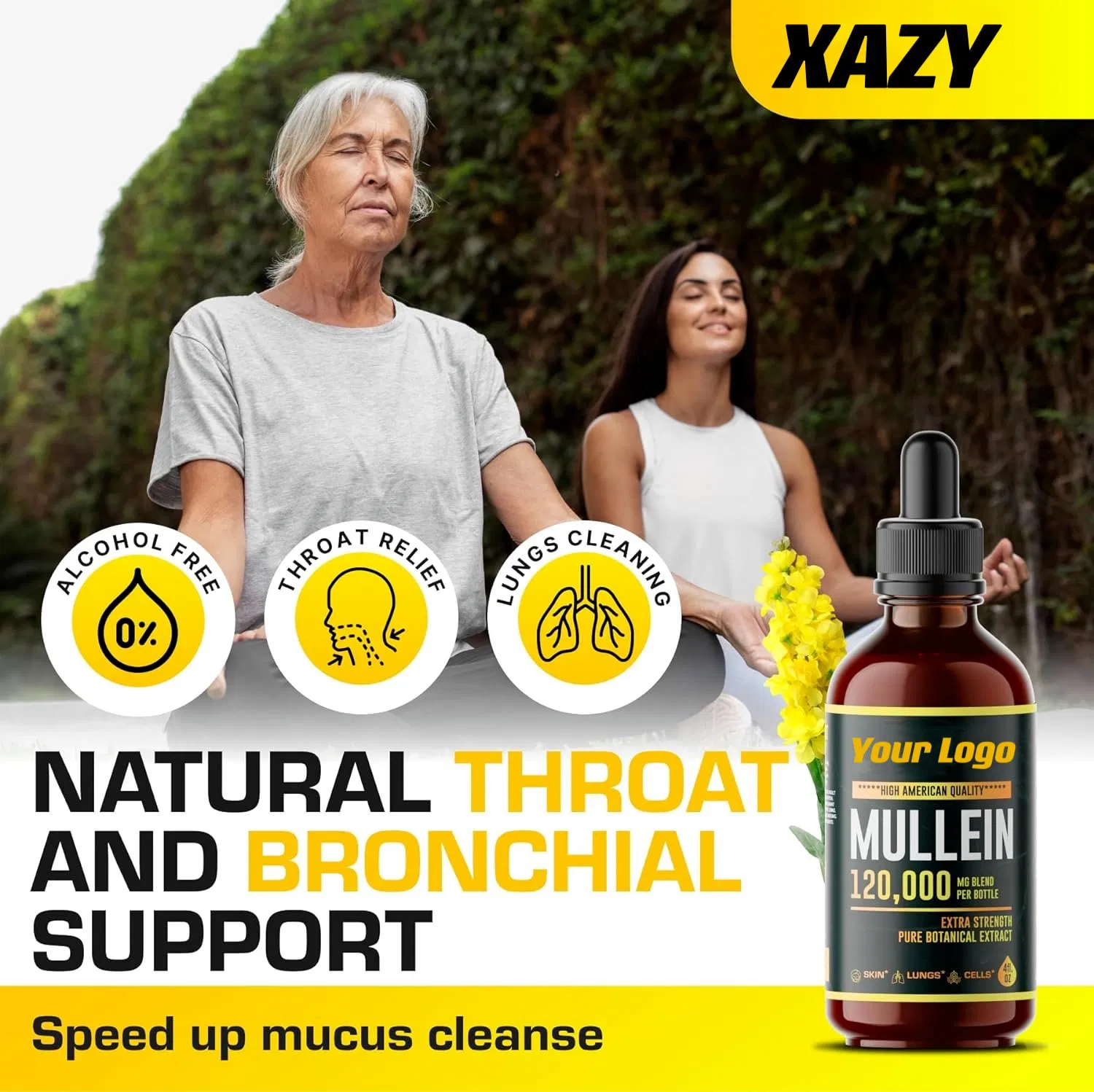 Private Label Mullein Drops Tincture Organic Mullein Leaf and Flowers Blend Drops