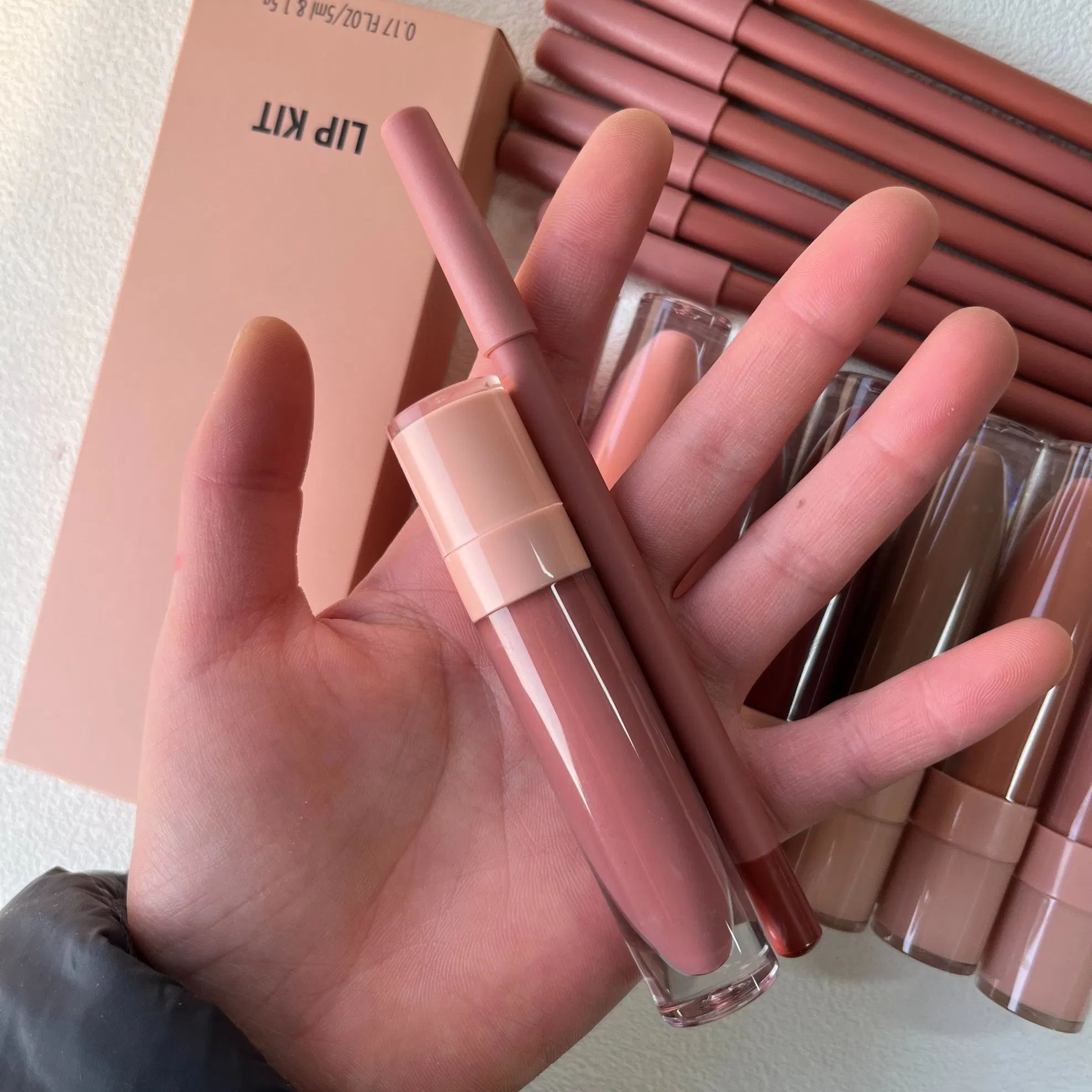 Luxury Packaging Vegan Long Lasting Bestselling Lip Gloss &amp; Lip Liner Combo Brown Lip Kit