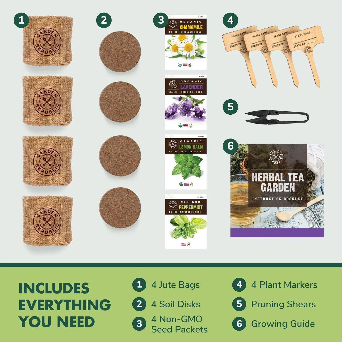 OEM ODM Indoor Herb Garden Seed Starter Kit - Herbal Tea Growing Kits Grow Medicinal Herbs Indoors Seeds for Planting Soil Plant Markers Pots Infuser Kit