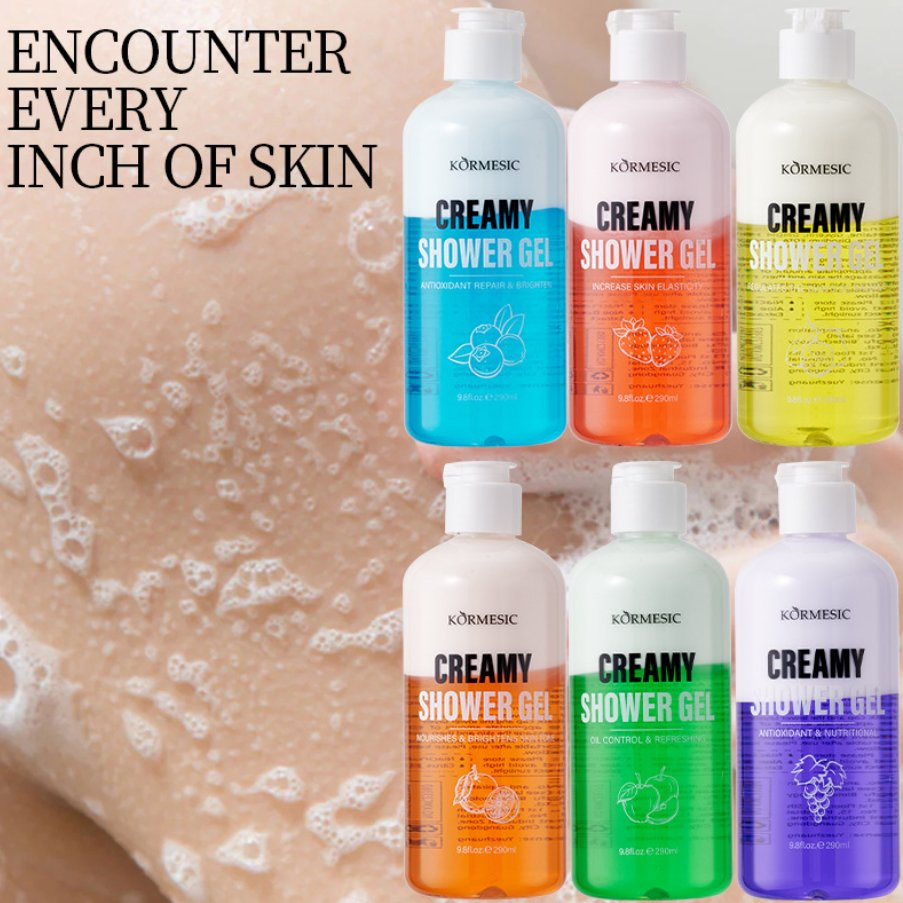 Online Wholesale and Retail 290ml Herbal Shower Gel Natural Strawberry Lemon Blueberry Fragrance Moisturizing Repairing Nourishing Bath Gel Bodywash